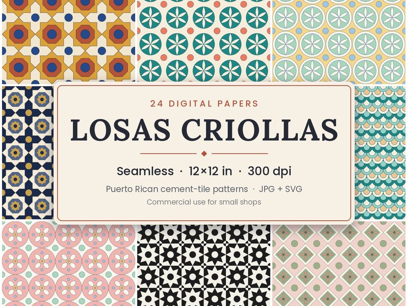 Losas Criollas — 24 Digital Papers